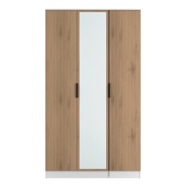 Ready Assembled 2 U Crete Tall 3 Door Mirrored Robe (Ready Assembled) in White Size: Large White Unisex Large