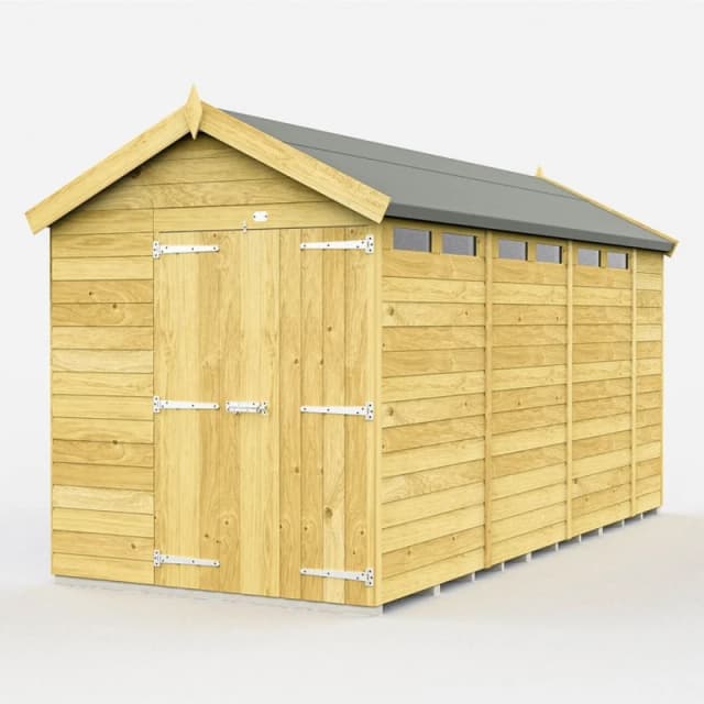 Buttercup Farm 7 x 14 Feet Apex Security Shed - Double Door - L417 x W214 x H217cm in Brown Brown Unisex