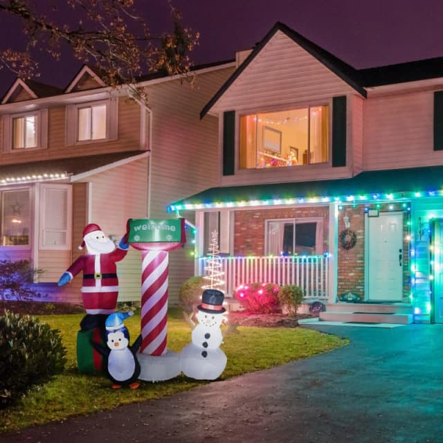 SO Christmas Inflatable Christmas Santa & Snowman - 1.6m Multi unisex One Size