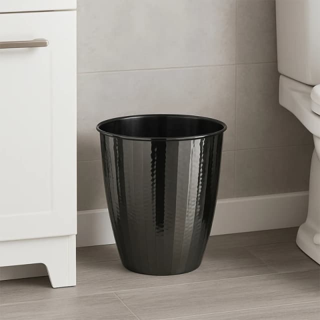 Premier Housewares Hammered Waste Bin Black