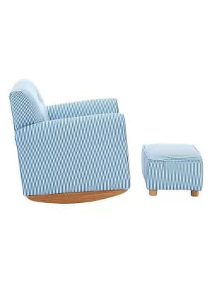 Premier Housewares Kids Rocker With Footstool - Blue/White Stripe
