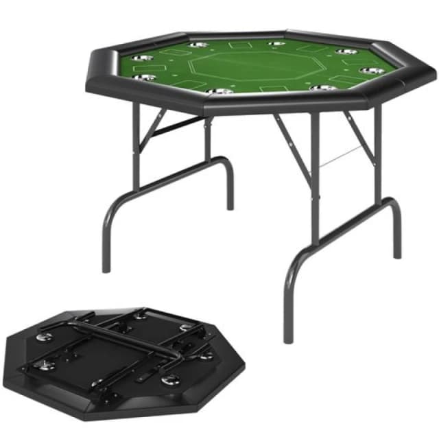 SPORTNOW SPORTNOW 8 Player Foldable Poker Table with Cup Holders, Green