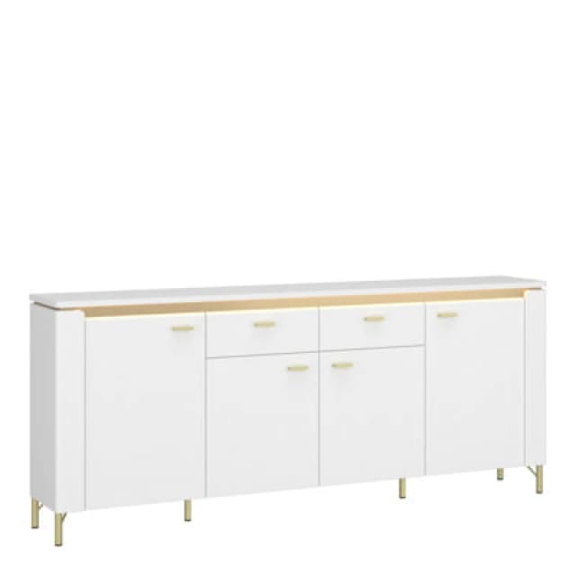 Furniture To Go Lazio Sideboard 4 Door 2 Drawer In Alpine White/white Gloss