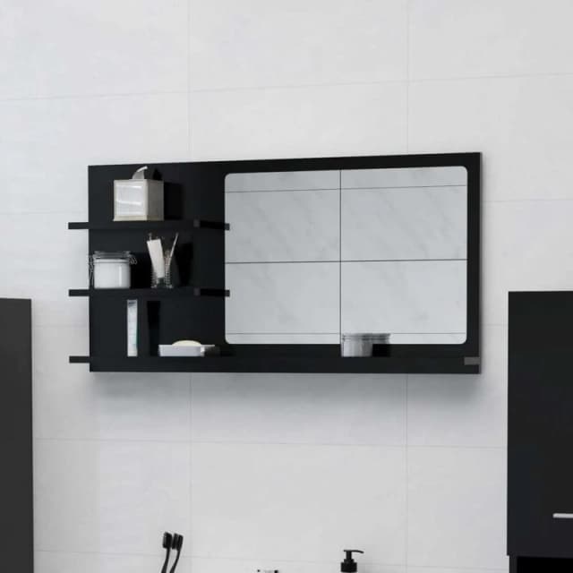 VIDAXL Bathroom Mirror Black 90x10.5x45cm Engineered Wood Vidaxl 8720286222010