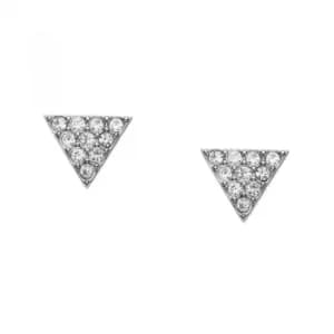 Ladies Fossil Silver Plated Triangle Stud Earrings