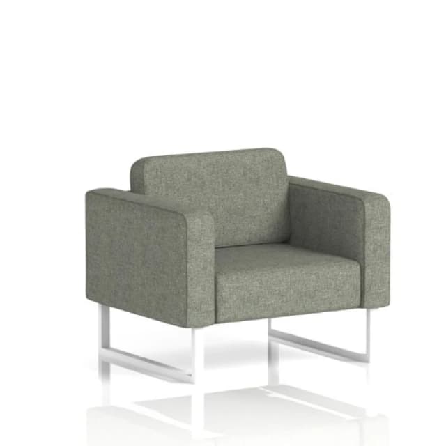 Brixworth Office Armchair with White Legs in Rivet Fabric - Vitreous