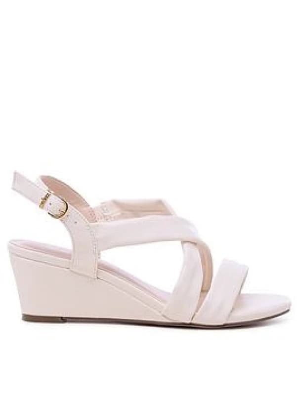 Paradox London Womens Janis' Wide Fit Wedge Sandals in Cream Size: 3E Cream Female 3E