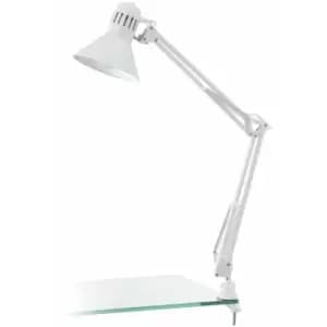 Loops - Table Desk Lamp Colour Shiny White Moveable In Line Switch Bulb E27 1x40W