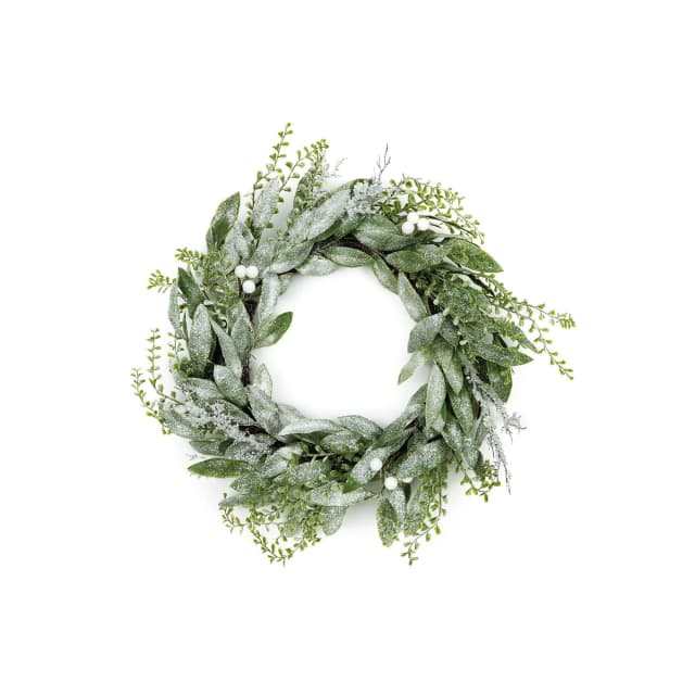 Premier 50cm Frosted Eucalyptus Wreath PP and PE plastics