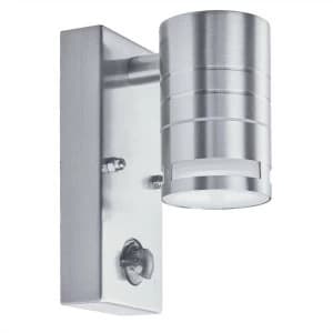 1 Light Outdoor PIR Wall Light Stainless Steel IP44, GU10