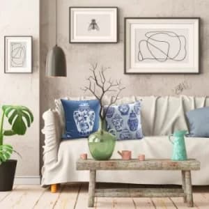 YST0282 Dark Blue Blue White Cushion