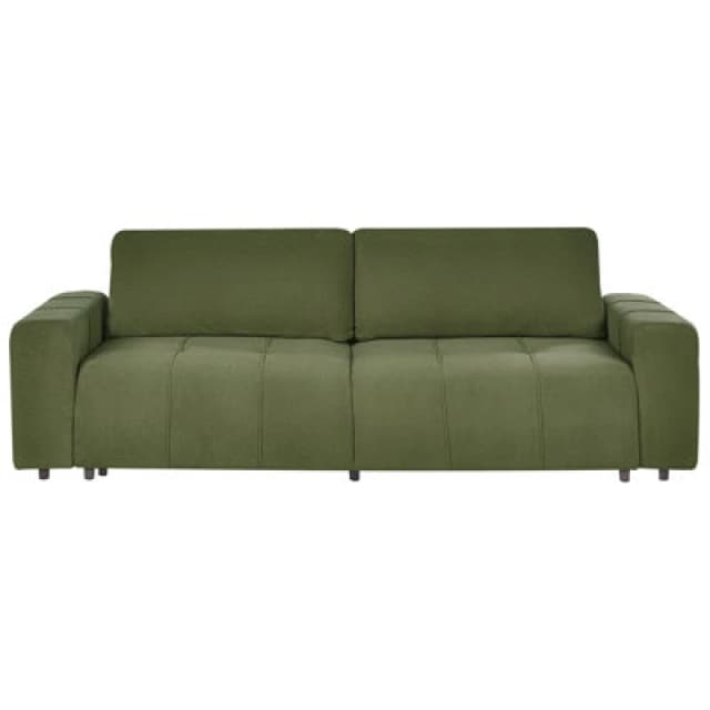 Beliani Sofa Bed 3 Seater Innvik Fabric Green With Storage