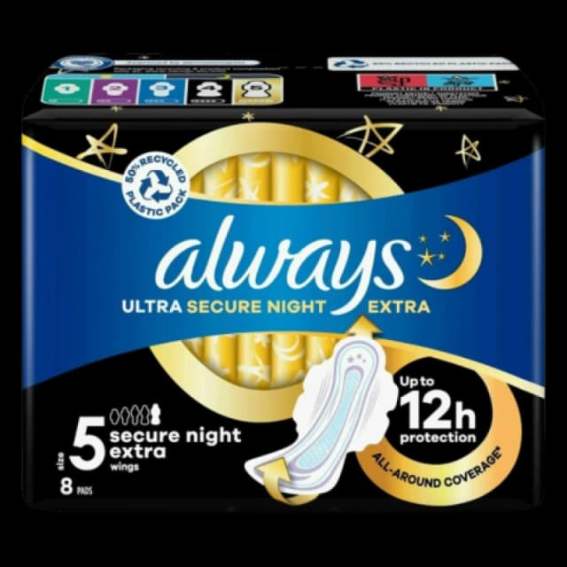 Always Ultra Pads Secure Night Extra Sanitary Towels (Size 5) 111874587