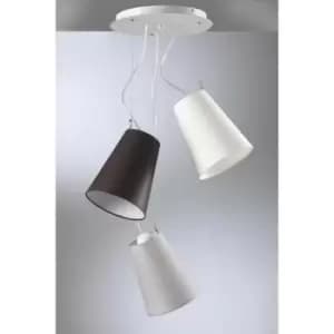 Onli Pinocchio 3 Light Cluster Pendant Ceiling Light, White, Grey, Black Shades