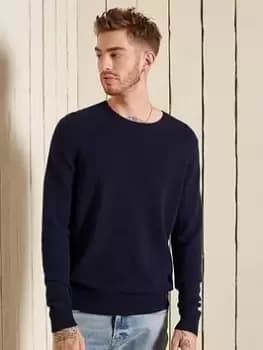Superdry Lambswool Lightweight Knit - Navy Size M Men