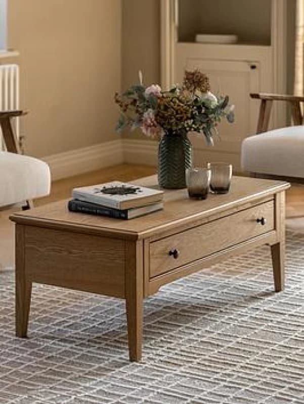 SO'HOME Harriet Oak 1 Drawer Coffee Table Light Oak Wood ONE SIZE