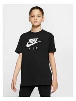 Nike Girls Air Oversized T-Shirt - Black, Size 8-10 Years, S, Women