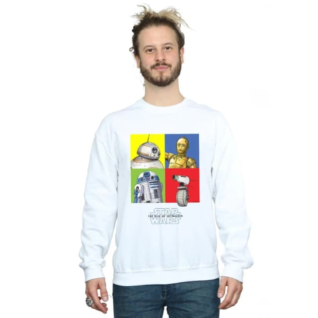 Disney Men Star Wars The Rise Of Skywalker Droid Squares Sweatshirt in White Size: Small White S Male 5059400139358