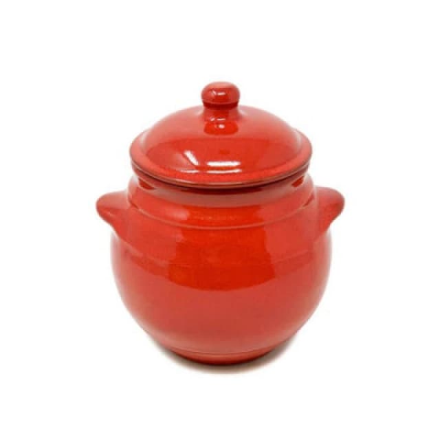 Verano Spanish Ceramics Selena Hand Dipped Glaze Ceramic Kitchen Dining Storage Jar W/lid (H) 23Cm Red