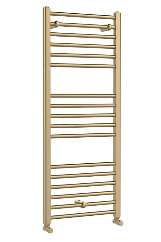 Balterley Straight Towel Radiator with Round Rails 1200mm x 500mm - Brushed Brass in Metallics Metallics Unisex