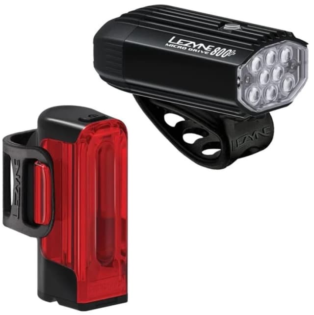 Lezyne Micro Drive 800+ and Strip Drive 300+ Front and Rear Light Set