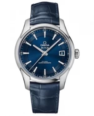 Omega De Ville Hour Vision Automatic Blue Dial Blue Leather Mens Watch 433.33.41.21.03.001 433.33.41.21.03.001