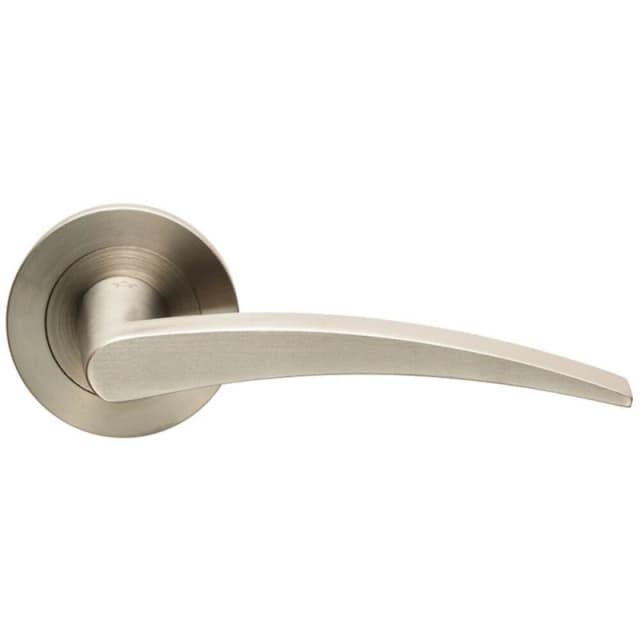 Loops PAIR Slim Arched Flat Lever on Round Rose Concealed Fix Satin Stainless Steel Metallics