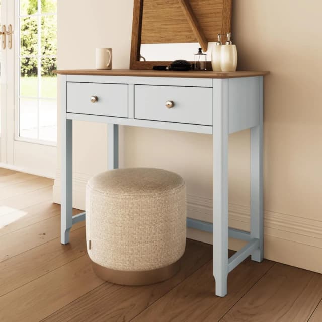 FWStyle FWStyle White Linen 2 Drawer Dressing Table Oak Top Assembled White One Size Unisex 5056413127013