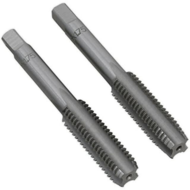 Loops 2 PACK M12 x 1.75mm Taper & Plug Tap Set - Premium Steel - Socket Threading Bit Metallics