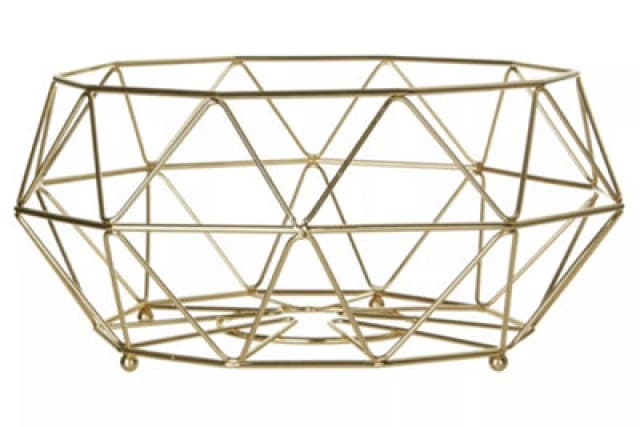Premier Housewares Vertex Fruit Basket with Ball Feet Gold