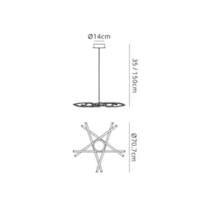 Aire Ceiling Pendant 69cm Round 42W 3000K, 3700lm, Dimmable Silver, Frosted Acrylic, Polished Chrome