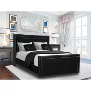 Cubica Bed Double Plush Velvet Black