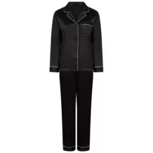 Towel City Womens/Ladies Satin Long PJ Set (M/L) (Black)