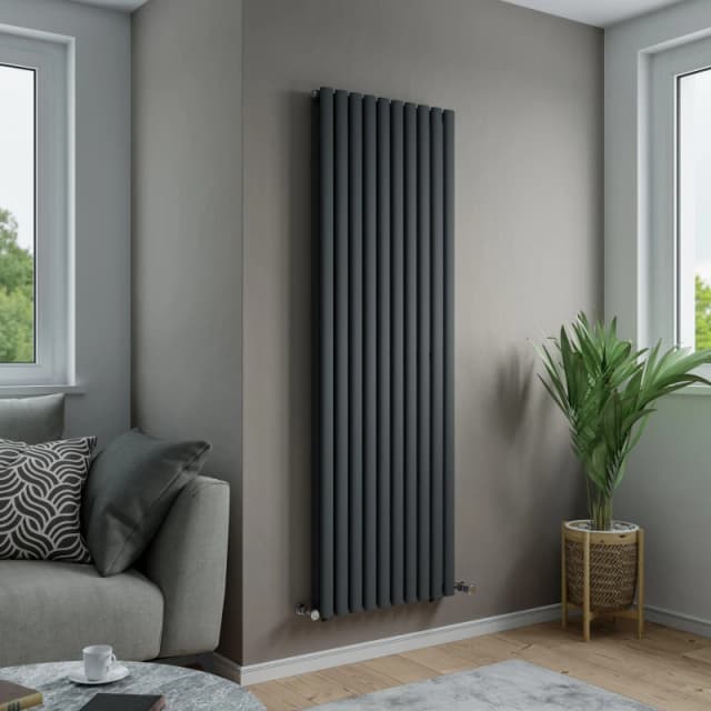 Agadon Solo Duplex Designer Oval Tube Radiator in Dark Grey Size: 1800mm x 360mm Dark Grey Unisex 1800mm x 360mm
