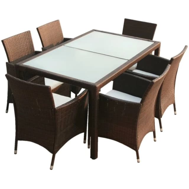 vidaXL 13 Piece Garden Furniture Set Poly Rattan Brown