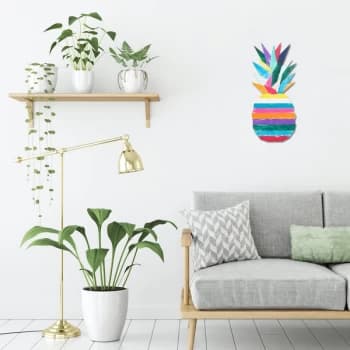Pineapple - Multicolor Multicolor Decorative Wooden Wall Accessory
