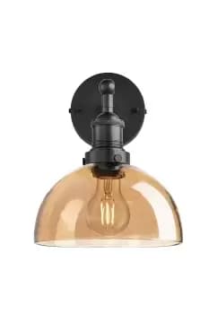 Brooklyn Tinted Glass Dome Wall Light, 8 Inch, Amber, Pewter Holder
