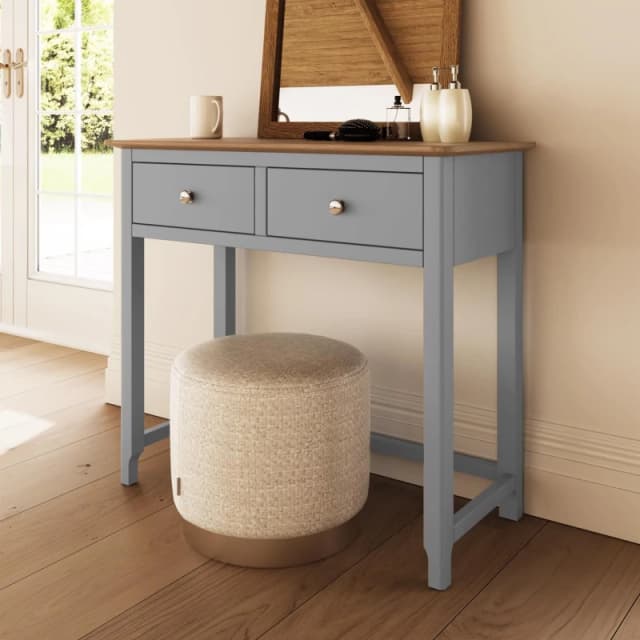 FWStyle FWStyle Dove Grey 2 Drawer Dressing Table Oak Top Assembled Grey One Size Unisex 5056413126993