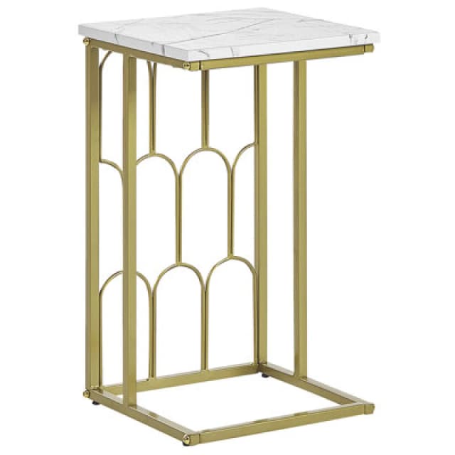 Beliani Side Table Pandale White Marble