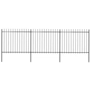 Vidaxl Garden Fence With Spear Top Steel 5.1X1.5 M Black