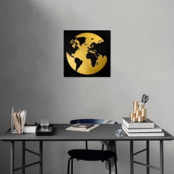 My World 2 - Gold Gold Black Decorative Metal Wall Accessory