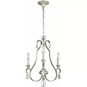 Loops - 3 Bulb Chandelier Hanging Pendant LIght Sunrise Silver LED E14 60W Bulb