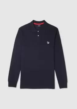 Paul Smith Mens Reg Fit Ls Zebra Polo Shirt In Navy