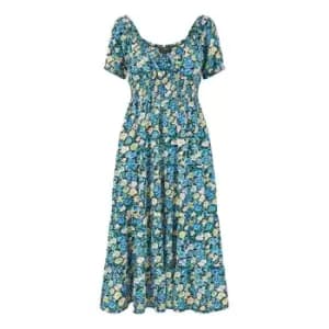 Mela London Blue Floral Bardot Midi Dress - Blue