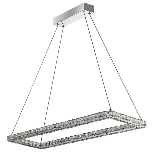 Clover Rectangular Pendant Chrome, Clear Glass