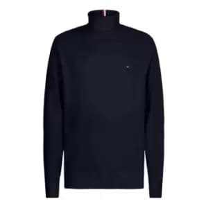 Tommy Hilfiger Pima Roll Neck Jumper - Blue