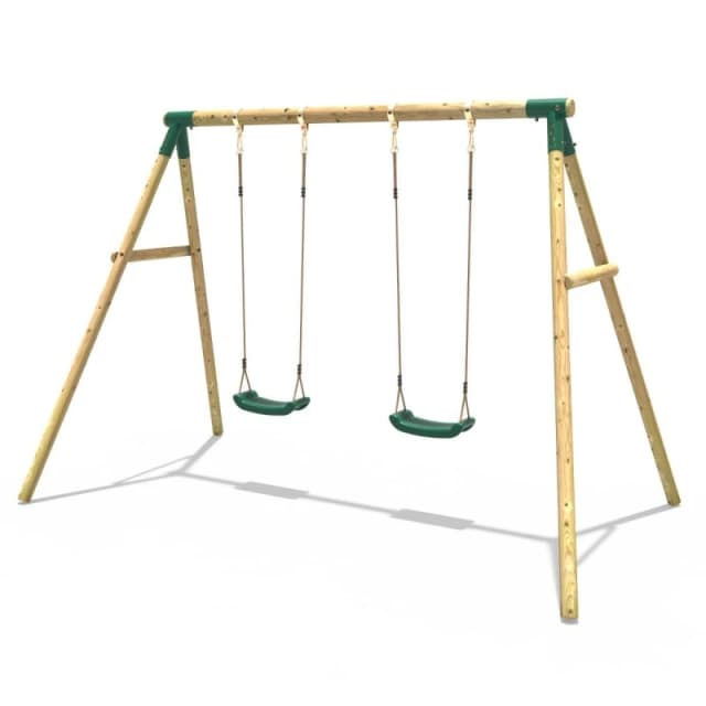 OutdoorToys Double Garden Wooden Garden Swing Set for Kids - Venus in Green Green Unisex