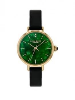 Lola Rose Lola Rose Emerald Diamond Dial Black Leather Strap Ladies Watch