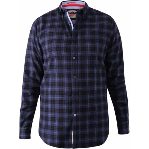 D555 by Duke Duke Mens Big Size Flannel Check Button Down Casual Long