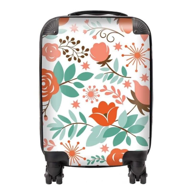 Warren Reed - Designer Orange Floral Pattern Suitcase in Green Size: Large Green Unisex Large